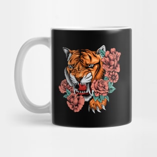 Roaring Tiger and Flower Mug